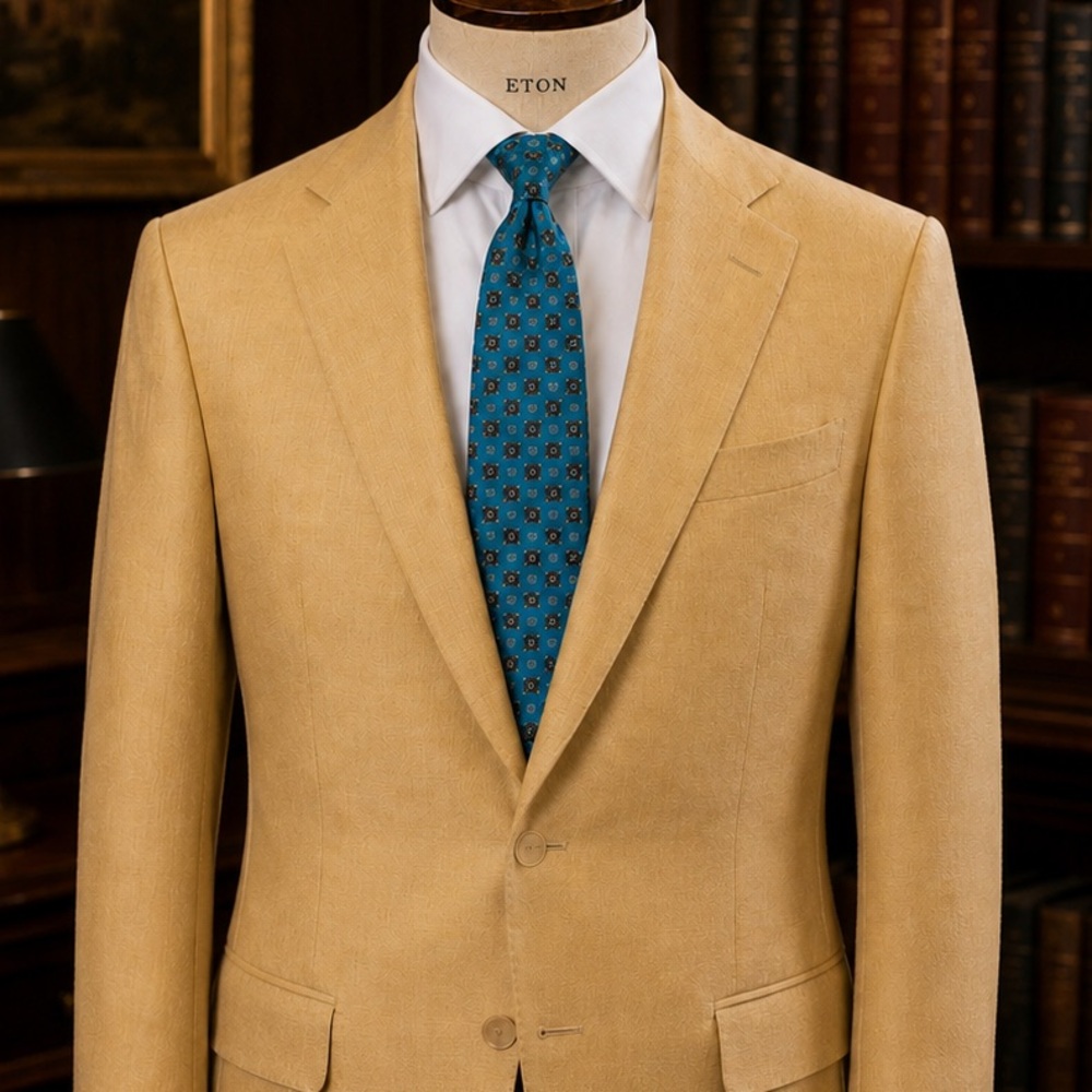 Kiton Cashmere Linen Silk Jacket with Maria Santangelo Handmade Italian Silk Tie
